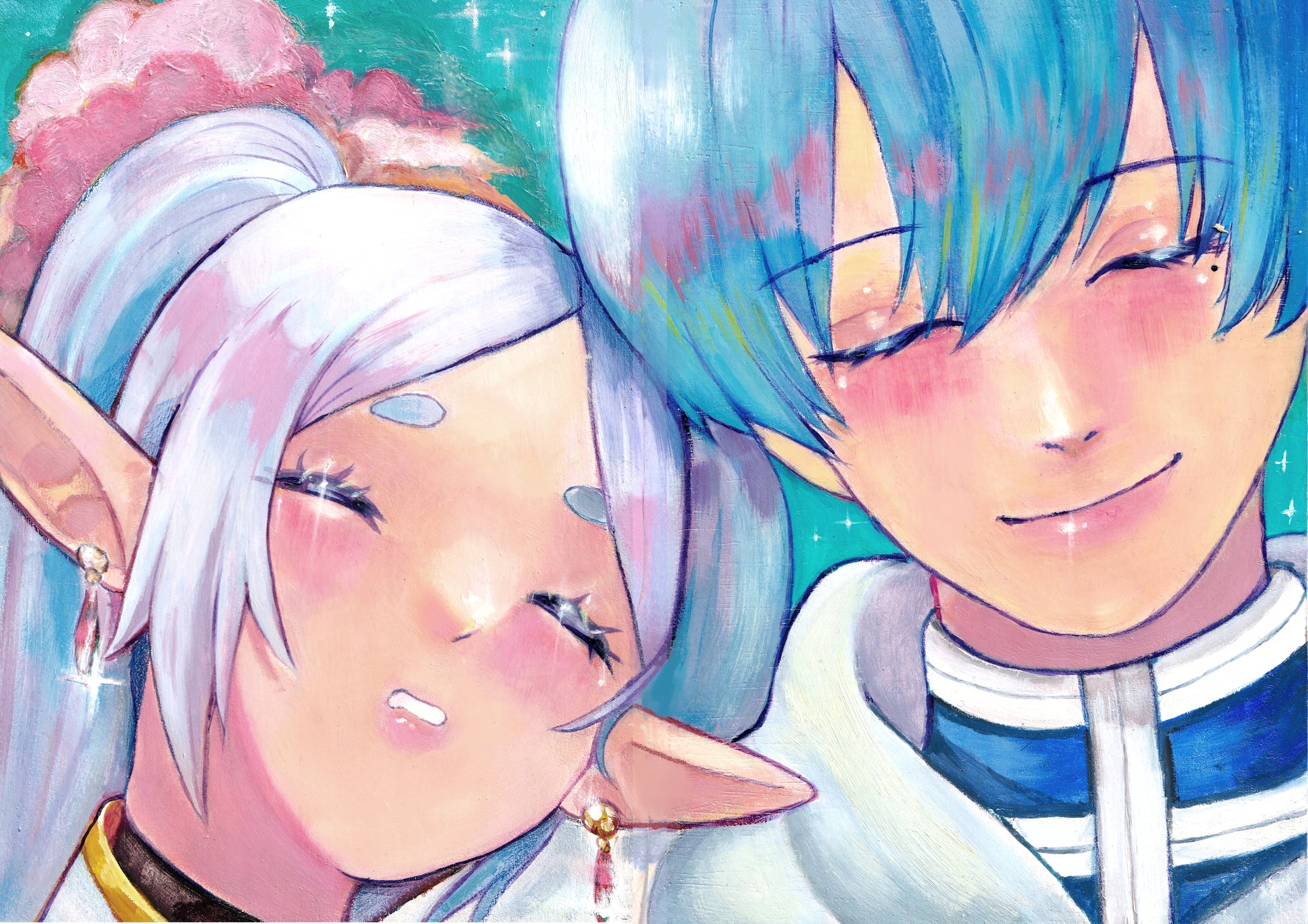 Frieren & Himmel together (original painting)