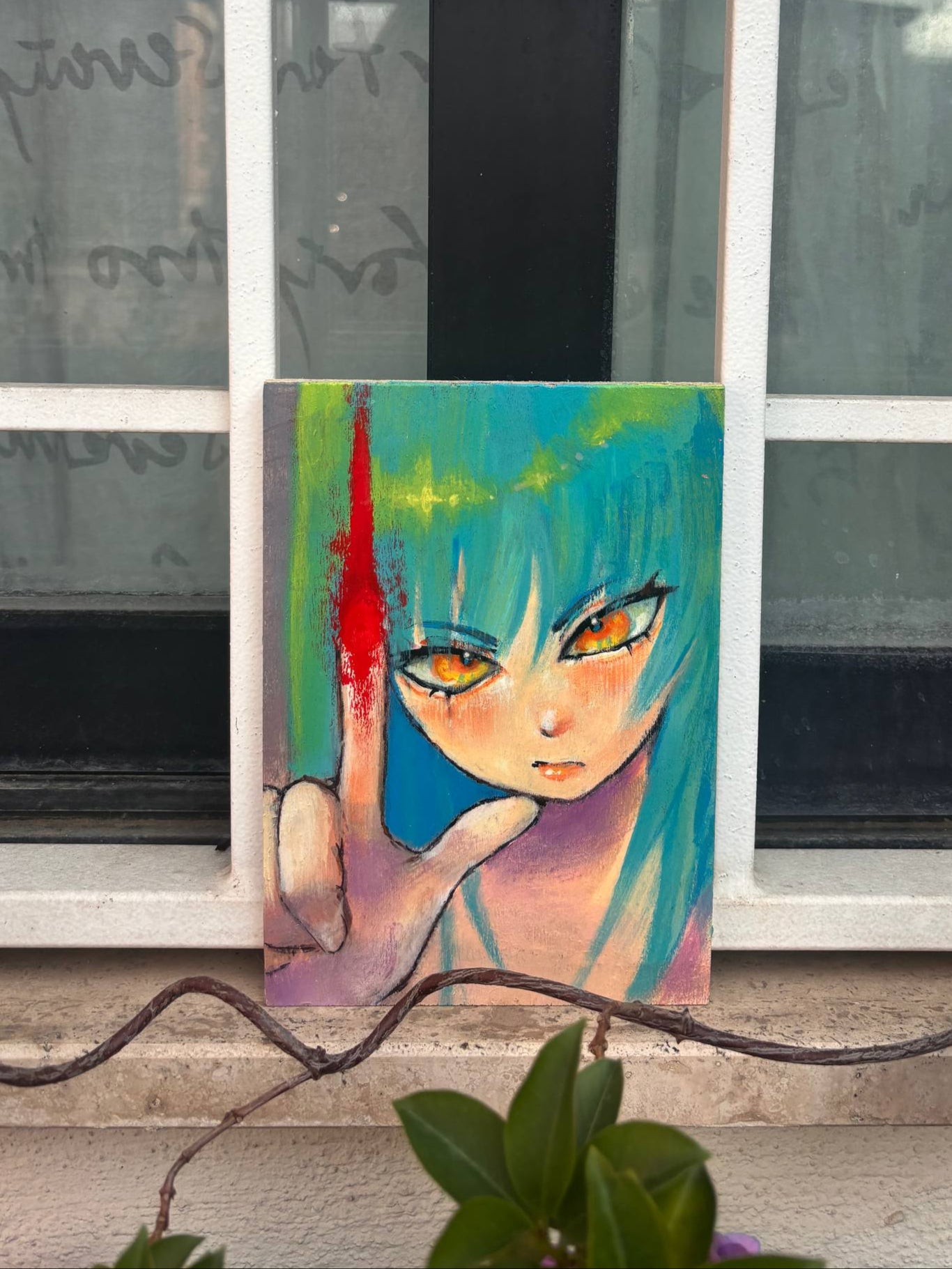 Original painting bloody girl