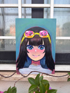 Original painting googles girl