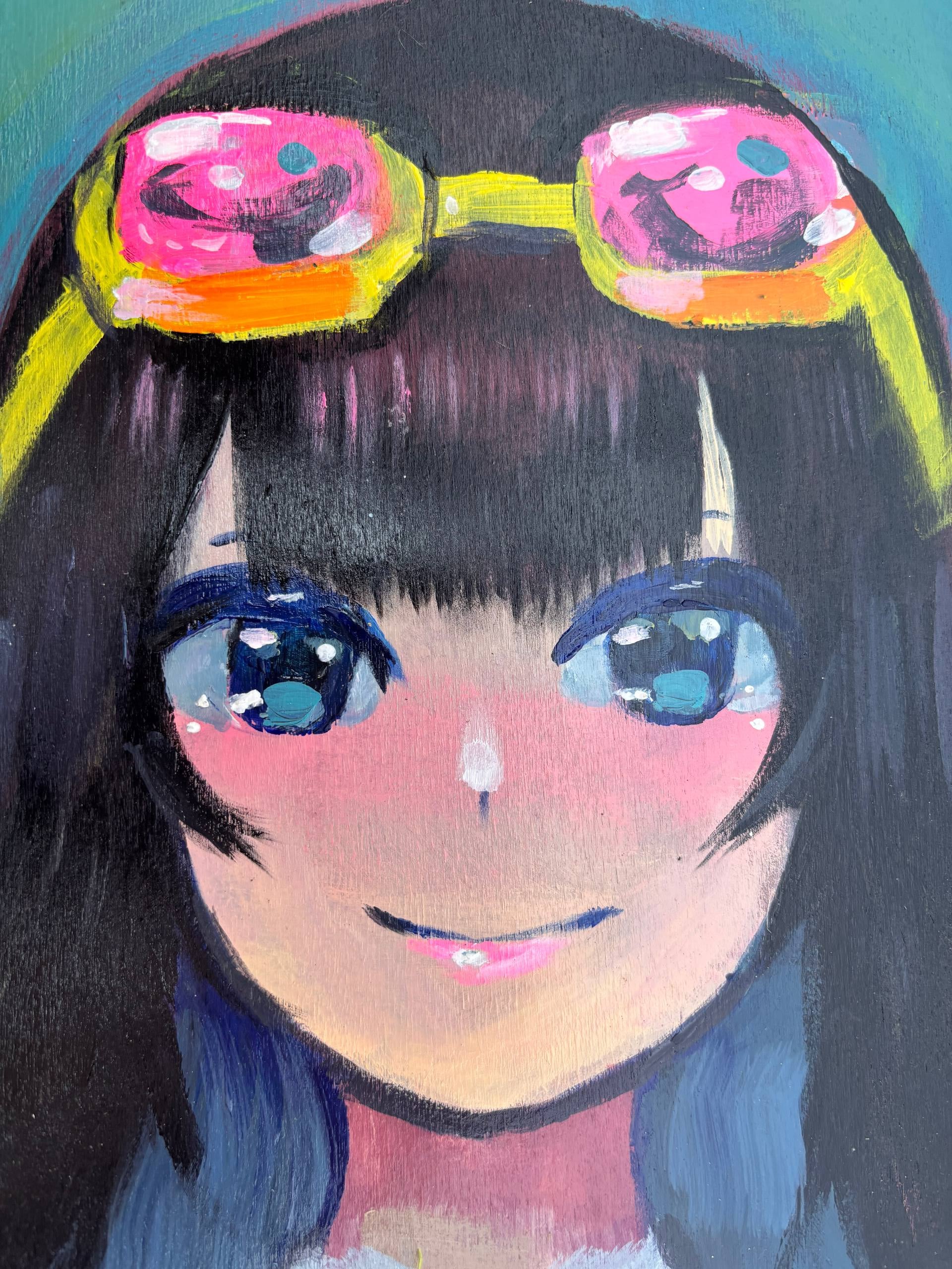 Original painting googles girl