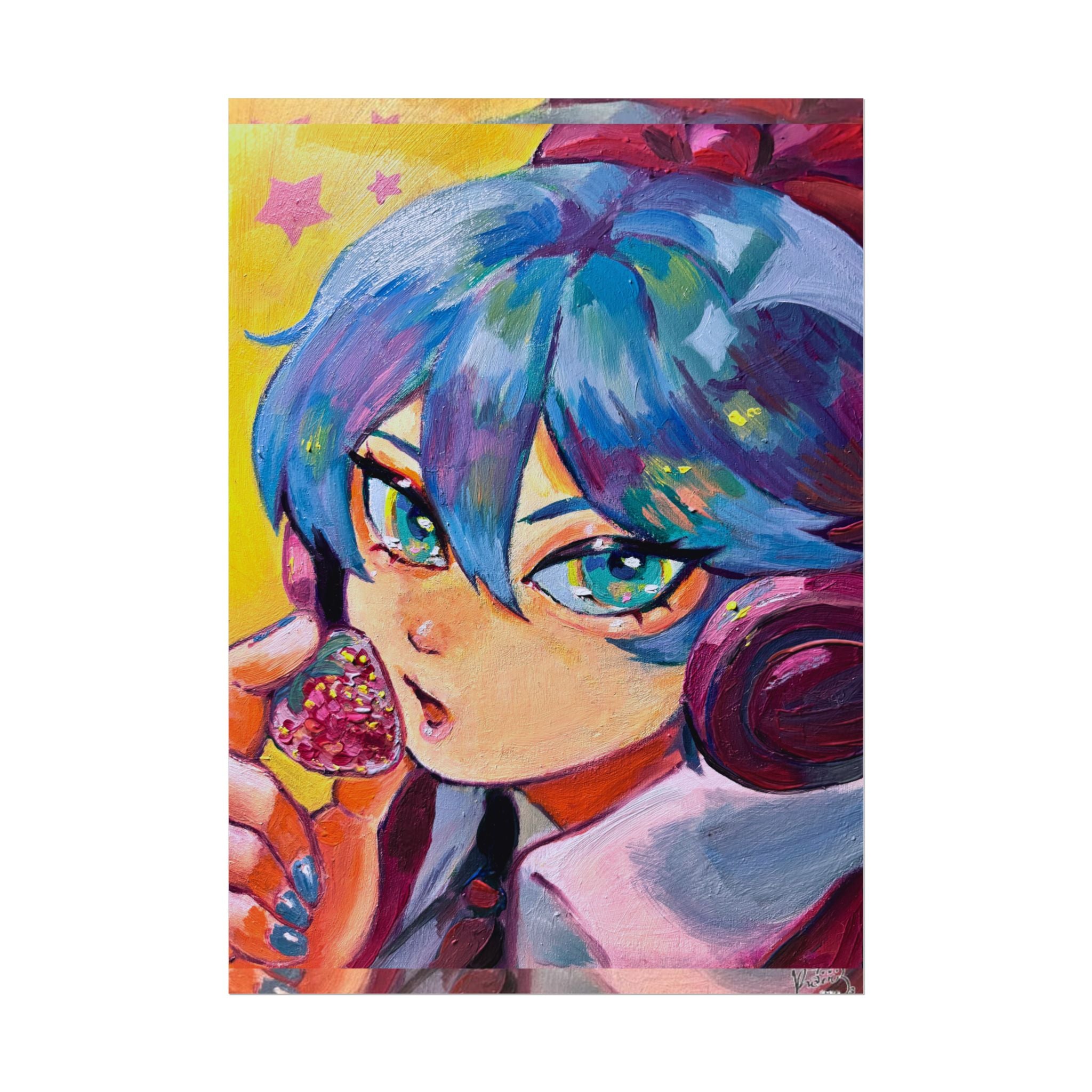 Rolled Poster — Miku and strawberry